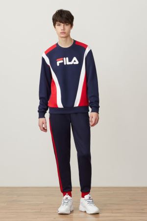 FILA Juda Crew Sweatshirts Navy / Red / White,Mens Clothing | CA.GPKSOF658